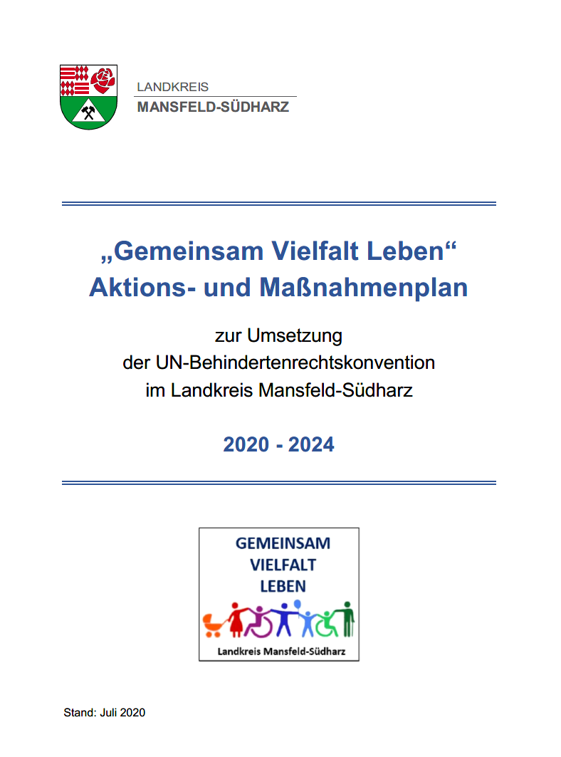 Titelseite des Aktionsplans Landkreis Mansfeld-Südharz