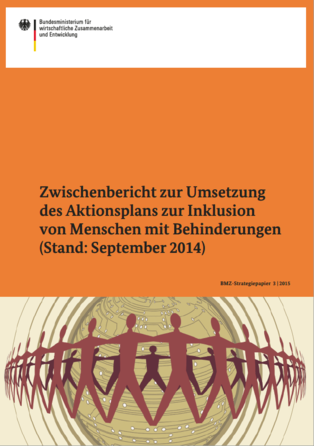 Titelbild des Zwischenberichts zur Umsetzung des Aktionsplans zur Inklusion von Menschen mit Behinderungen