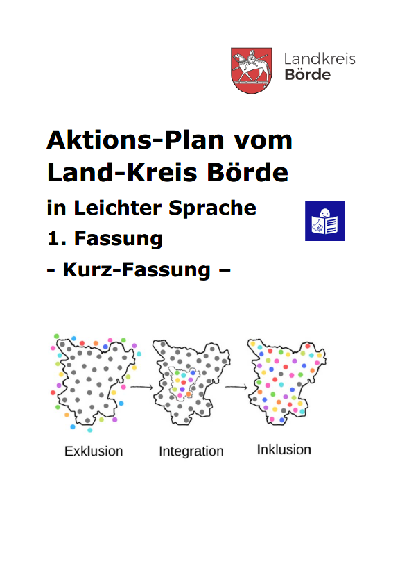 Titelseite des Aktionsplans vom Landkreis Börde in Leichter Sprache