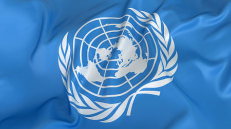 Flagge mit dem Logo der United Nations